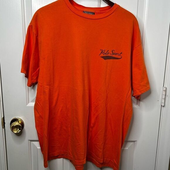 vintage 90s original Polo Sport Script Logo Orange Men’s sz L - Picture 1 of 8